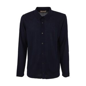 NUUR Men's Long-Sleeve Button-Up Knit Shirt Men BLUE Shirts